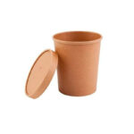 Capac pentru bol din carton de unică folosință pentru supă 520 ml, 100 buc/set